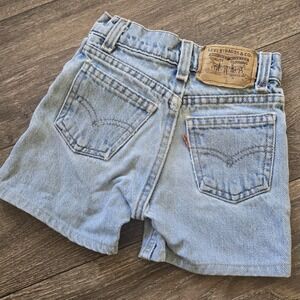 Vintage‎ 90s Orange Tab Kid's Little Levi Light Wash Blue Denim Shorts SZ 5 Slim